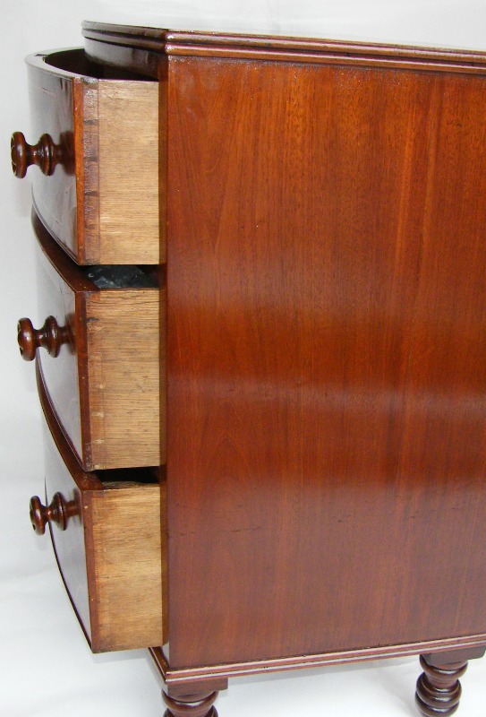 024. Antique Georgian Mahogany and Satinwood Bow Front Chest Circa 1800 - Image 5