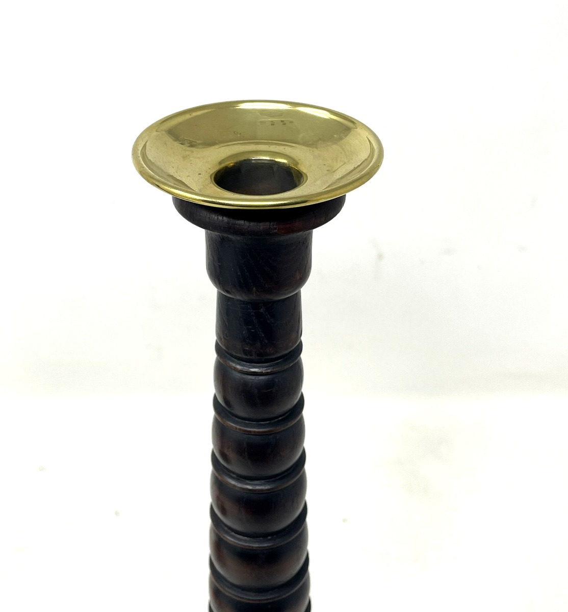 441 Sold Pair - Oak and Brass Candlesticks - Circa 1890 - Image 2