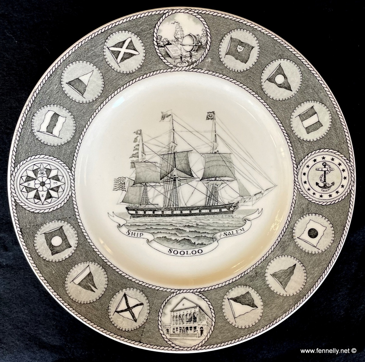 469 Set of 6 Wedgwood Plates - 150th anniversary of the Peabody Essex Museum in Salem - Image 7