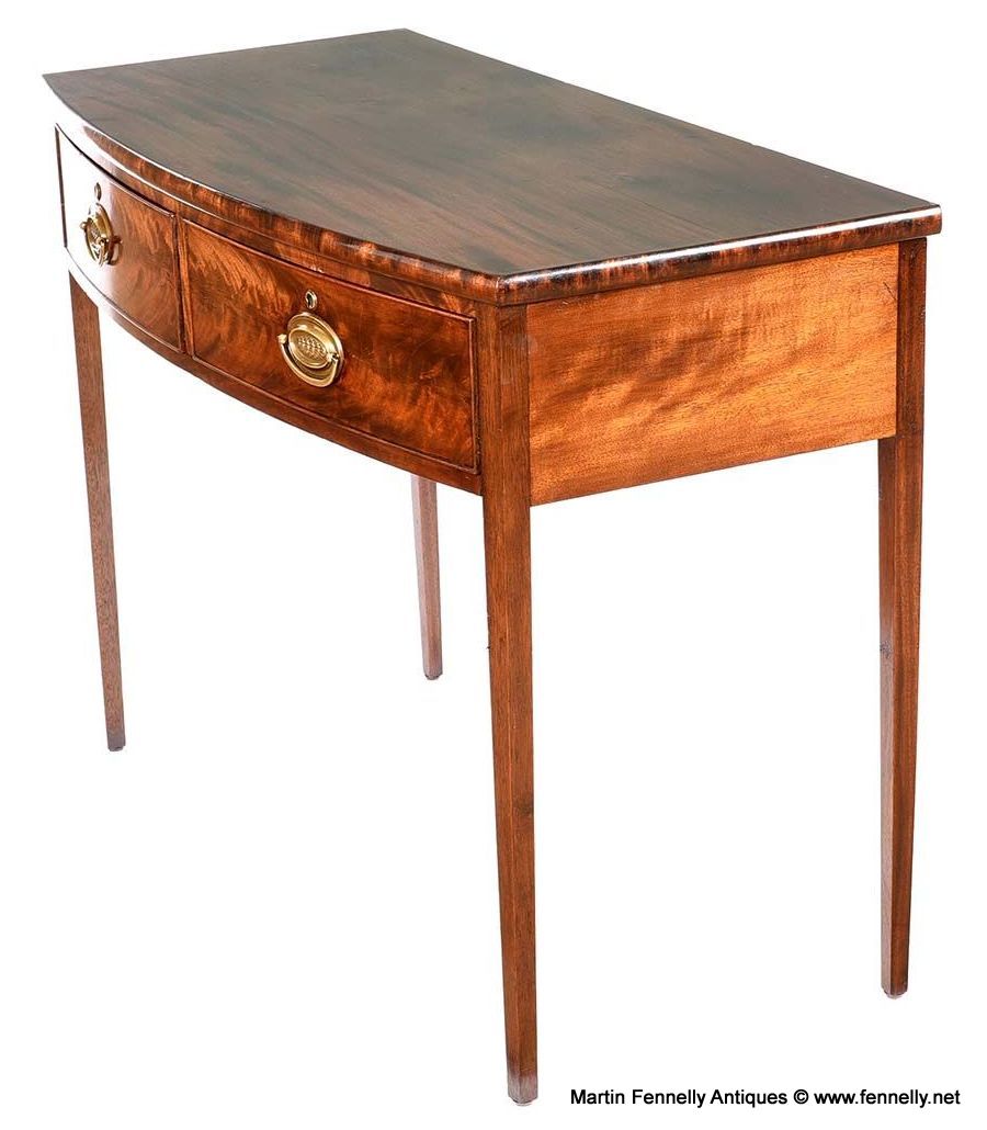 538 Sold Georgian Flaim Grain Mahogany Bow Front Side Cabinet Console Table - Image 6