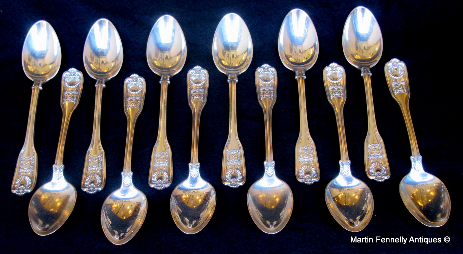 023 Set of 10 Solid Silver - Tiffany NY English King Design - Spoons - Heavy - Image 2