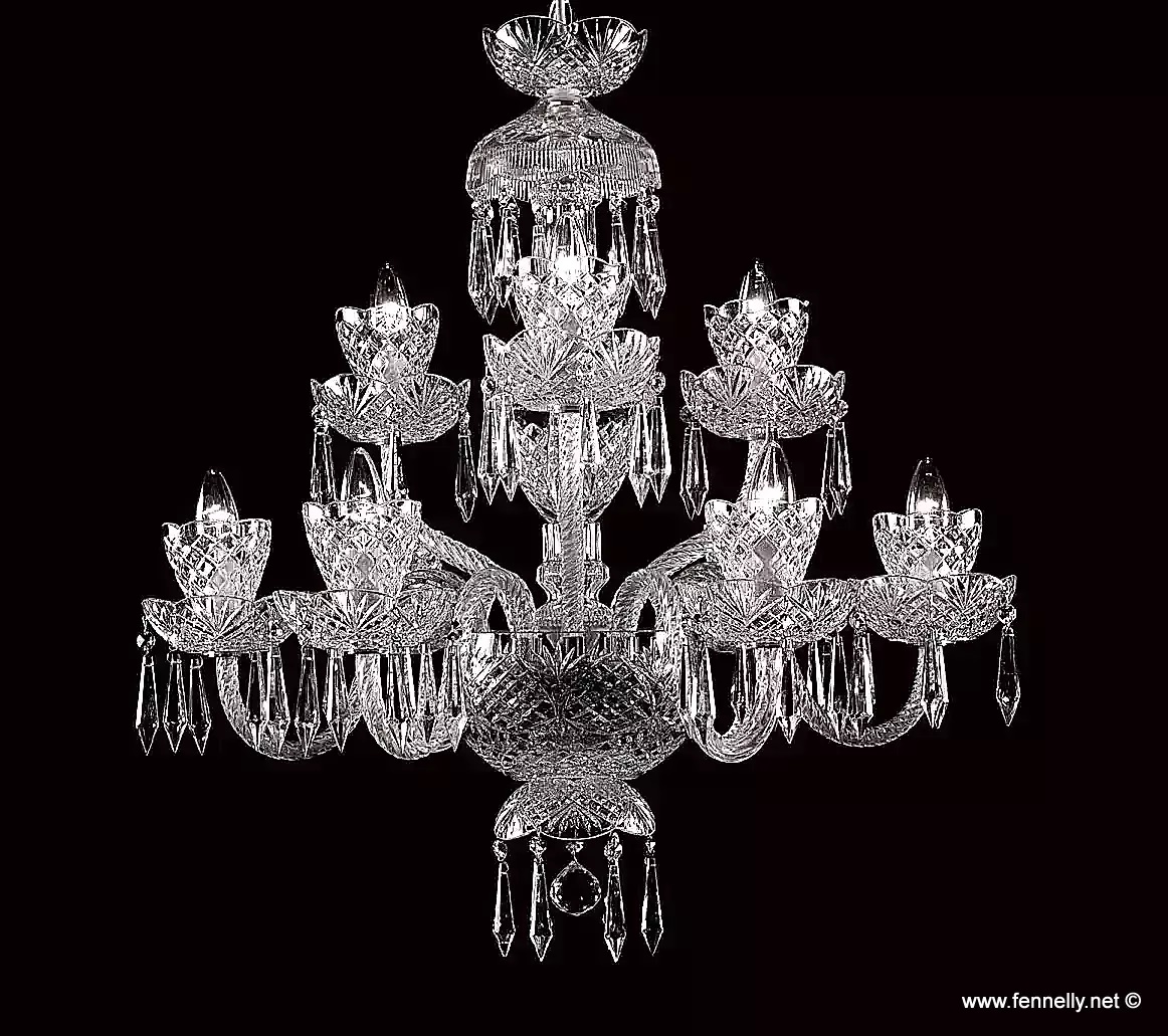 275 Sold Pair Hand Cut Crystal Chandeliers - Nine Arm - Excellent Quality - Image 3
