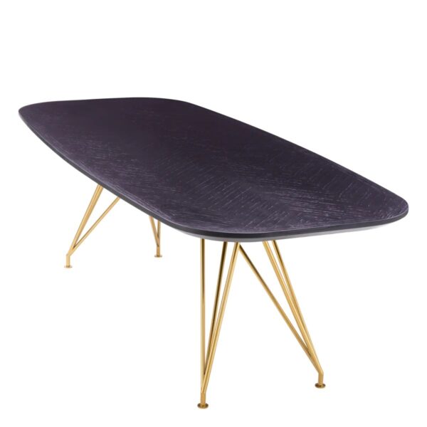 M184 Sold Dining Table Levante - Charcoal Oak Veneer and Brass