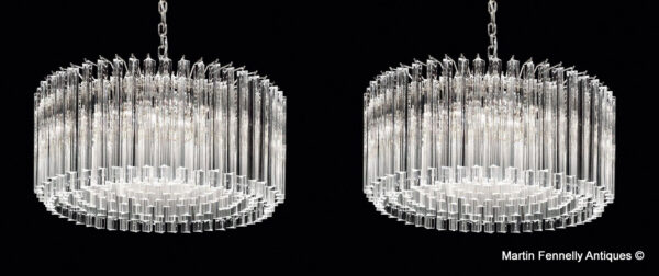 453 Sold Pair Italian - Murano Cut Glass Chandelier - Large