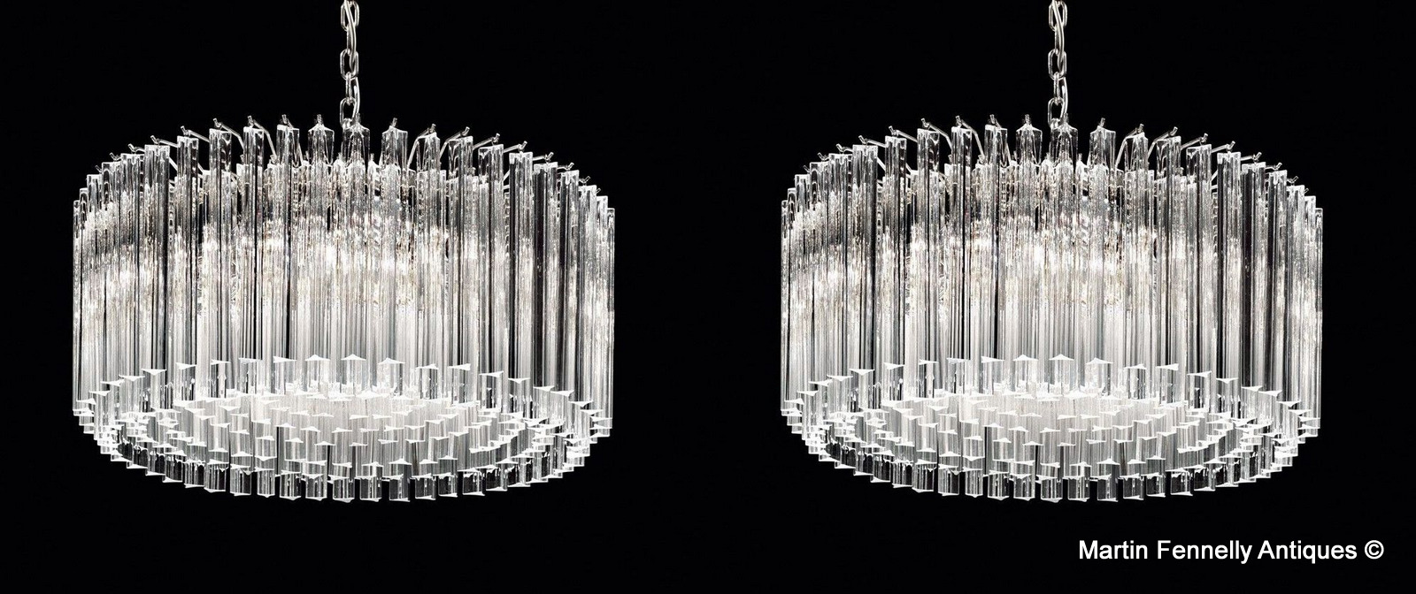 453 Sold Pair Italian - Murano Cut Glass Chandelier - Large