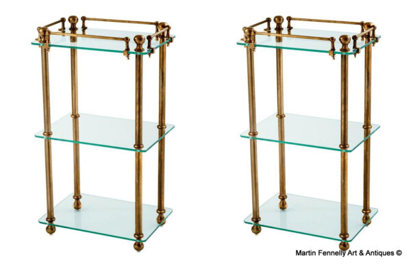 M046 Pair of Elegant Side Tables - Wonderful Design - Antique Brass