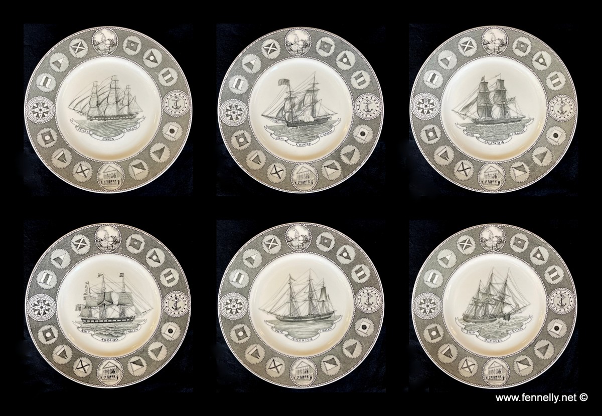 469 Set of 6 Wedgwood Plates - 150th anniversary of the Peabody Essex Museum in Salem