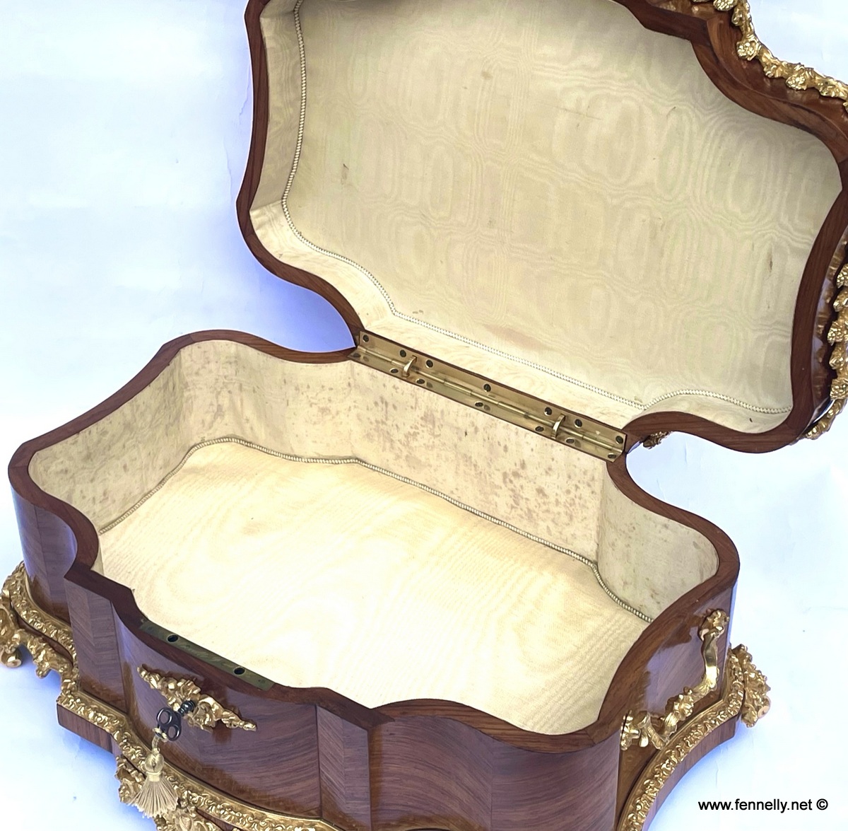 716 Sold Antique French Ormolu Kingwood Sevres Casket Jewelry Box by Vervelle Audot Paris - Image 4