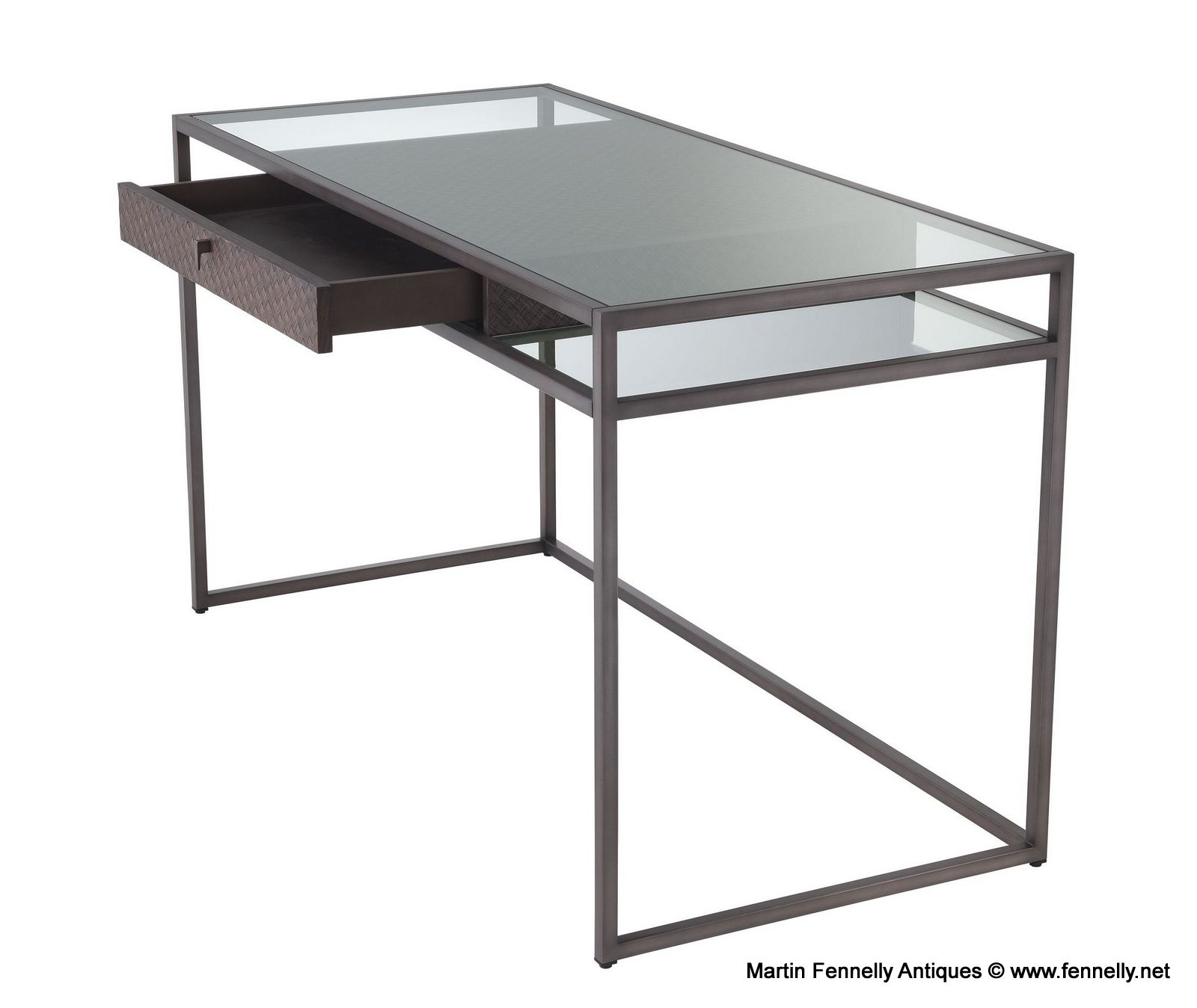 M126 Napa Valley Desk - Woven Oak - Glass - Image 3