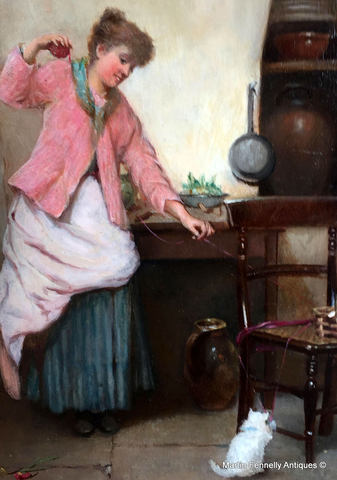 702 'A Mischievous Kitten' Oil on Board - Alfred Dickman Bastin 1849-1913 - Image 5