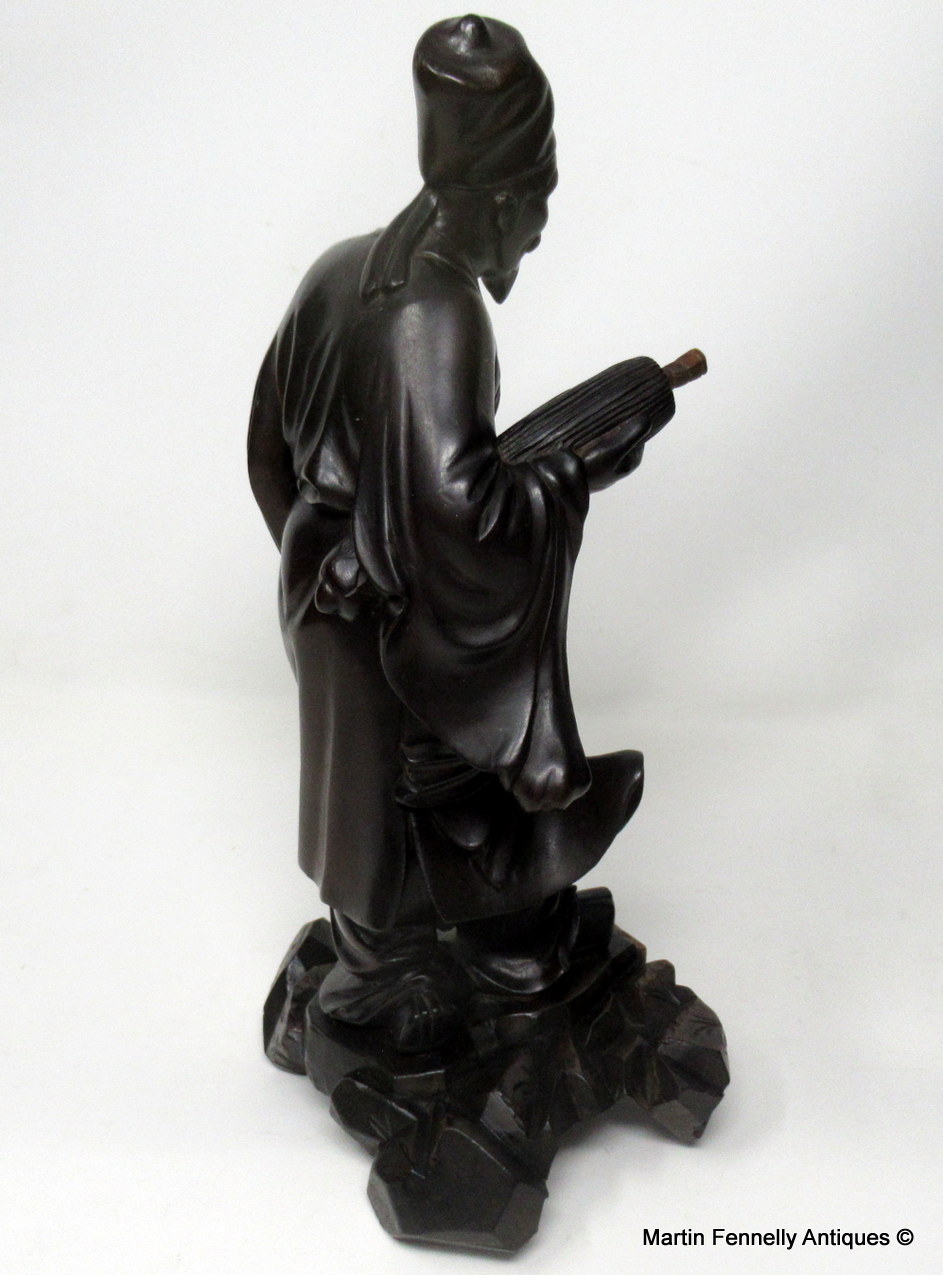 401 Sold Antique Chinese Carved Wood Figure of Sage Immortal Male Guangxu Period 19th Cen - Image 6