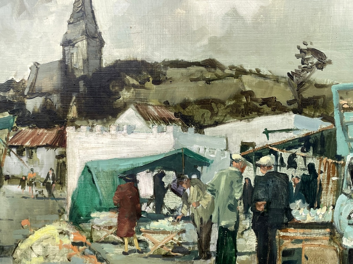 780 Cecil Maguire - Oil on Board - Old Clothes Market Clifden Galway - Image 3