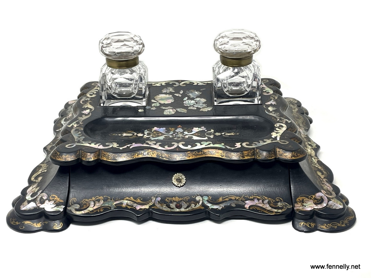 544 English Victorian Japanned Papier Mache desk set Circa 1890 - Image 2