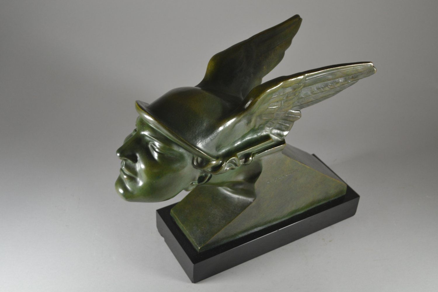 638 Sold Rare Art Deco Bronze - Alberto Bazzoni - Circa 1930 'Hermes' - Image 9