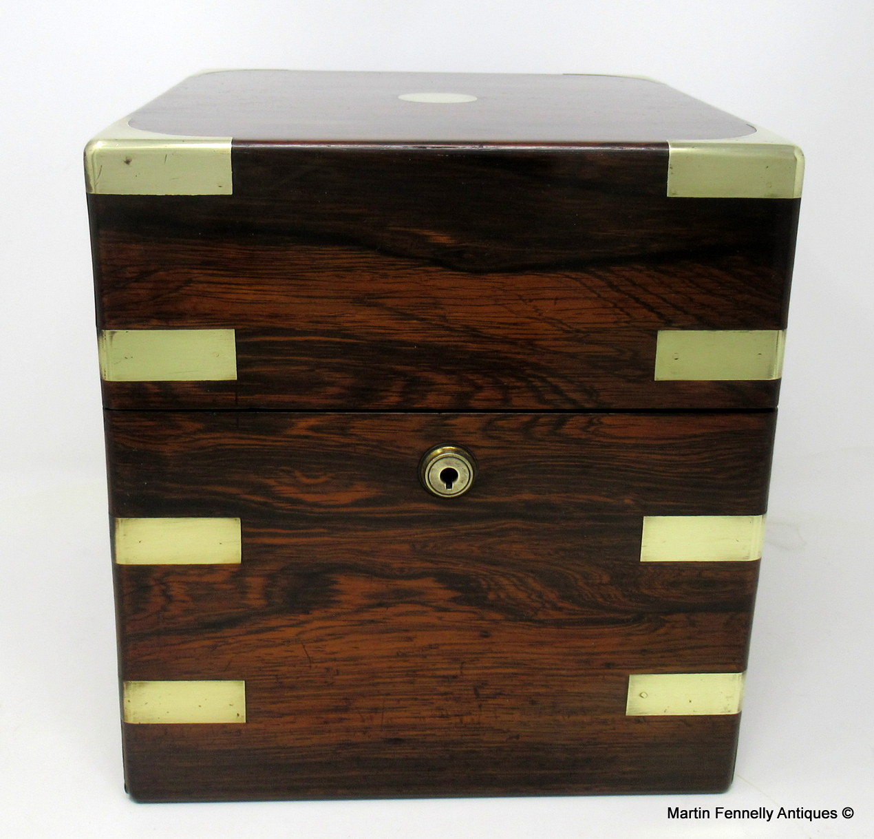 640 Sold Fine Rosewood Brass Mounted Irish Tantalus by Mansfield Dublin Ireland - Image 4