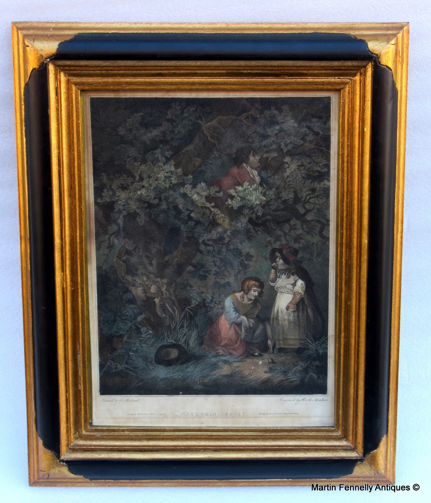 191 Pair Hand Coloured Stipple Engravings - Original by G Morland 1799 - Image 2