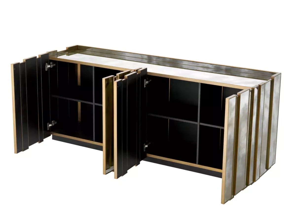 M119 The Nottingham Cabinet in Antiqued Mirror and Brass - Image 3