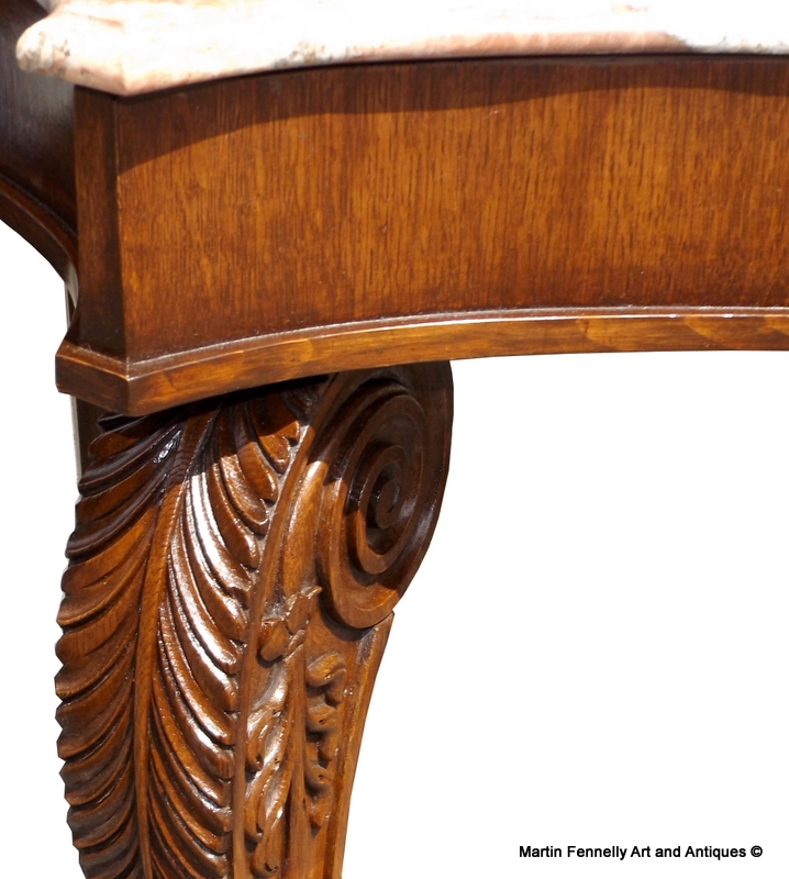 196 Irish Console Table - Circa 1830 - Oak and Marble - Image 4