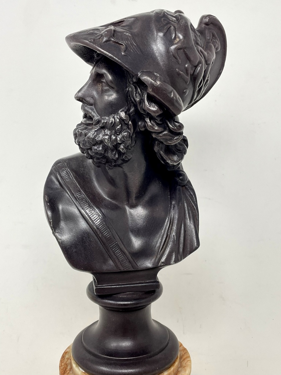 843 Sold Attrib. Benedetto Boschetti Fine Bronzed Male Bust Ajax Greek Mythological Hero - Image 3