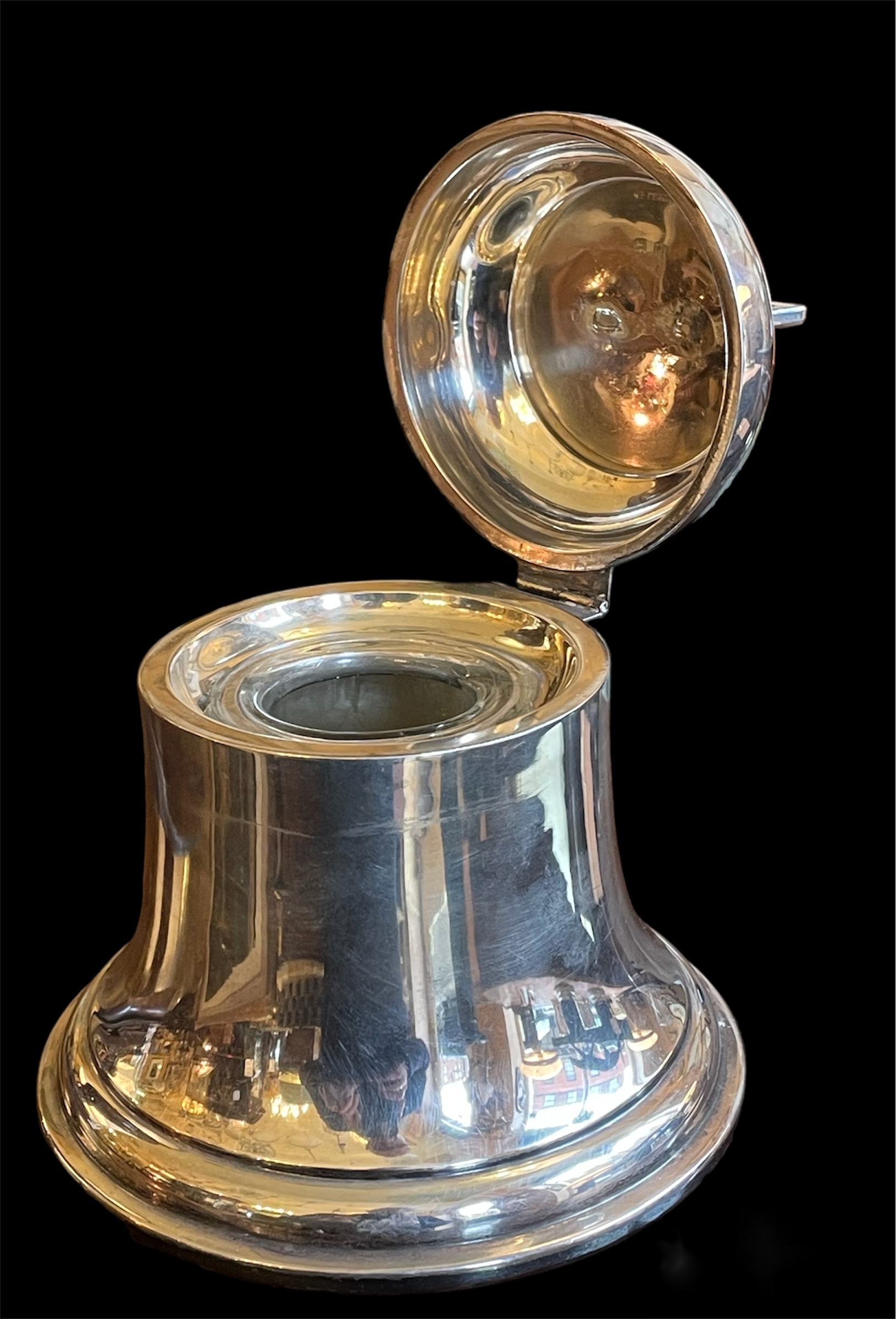425 Antique Silver Inkwell - Birmingham 1912 - Novelty Bell - Image 3
