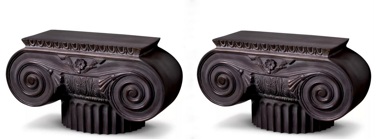 264 Sold Pair of Decorative Artemis Capital Stands - Cast Metal