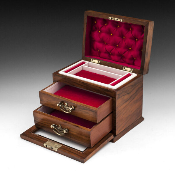 443 Sold English Glazed Walnut Jewellery Casket Circa 1900