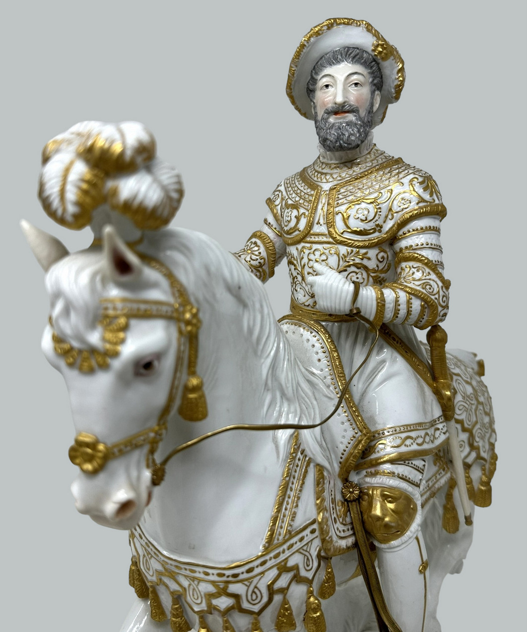 913 Sold Antique Sevres Porcelain King Francois I Riding Horseback Sculpture Centerpiece - Image 4