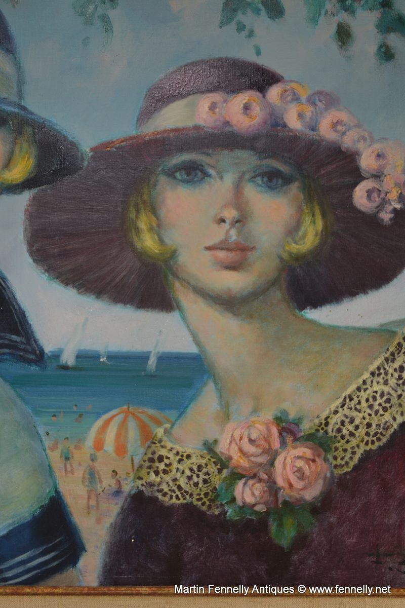 817 Sold Francois Batet (1921-2015) Two Sisters Oil on Canvas - Image 3