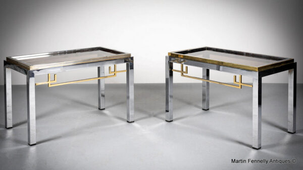 M109 Pair of Mid Century Side Tables - Chrome and Brass - Italian 1970's