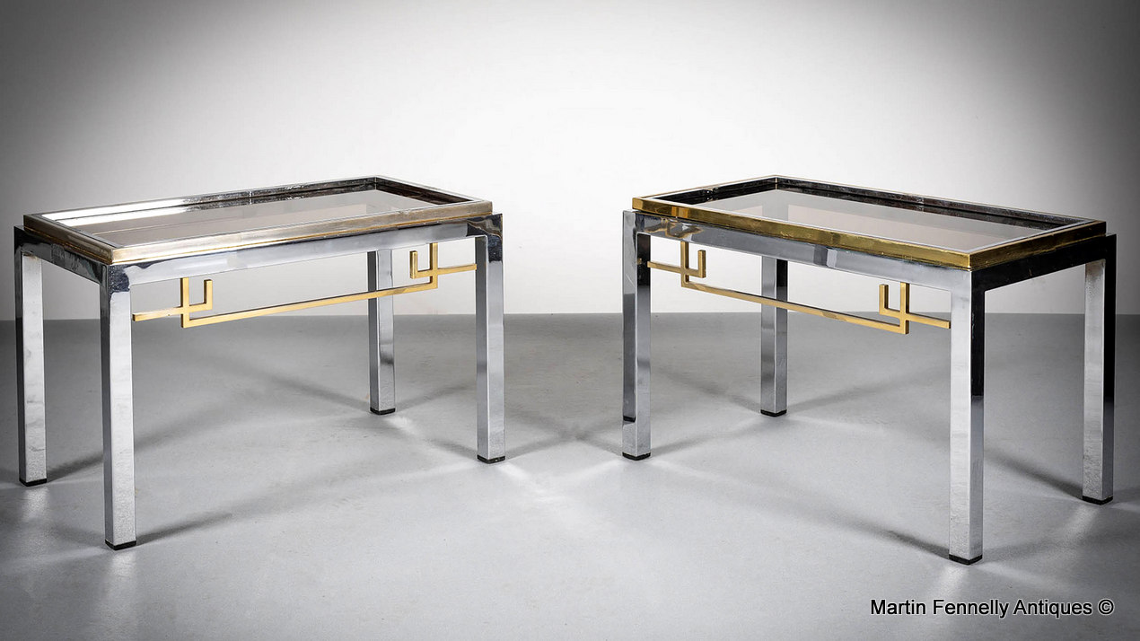 M109 Pair of Mid Century Side Tables - Chrome and Brass - Italian 1970's