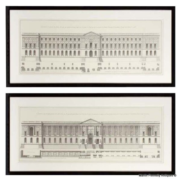 M089 Sold Set of Two Large Facade du Louvre Prints - Framed