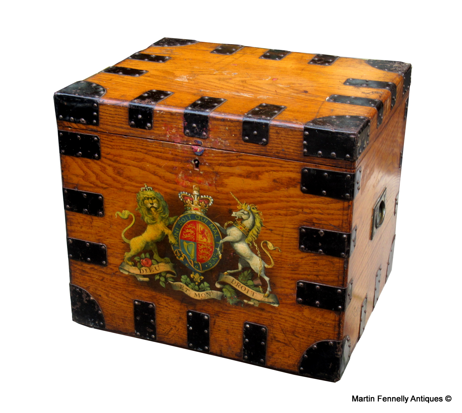 952 Sold Hand Painted Trunk - House of Windsor Royal Coat of Arms
