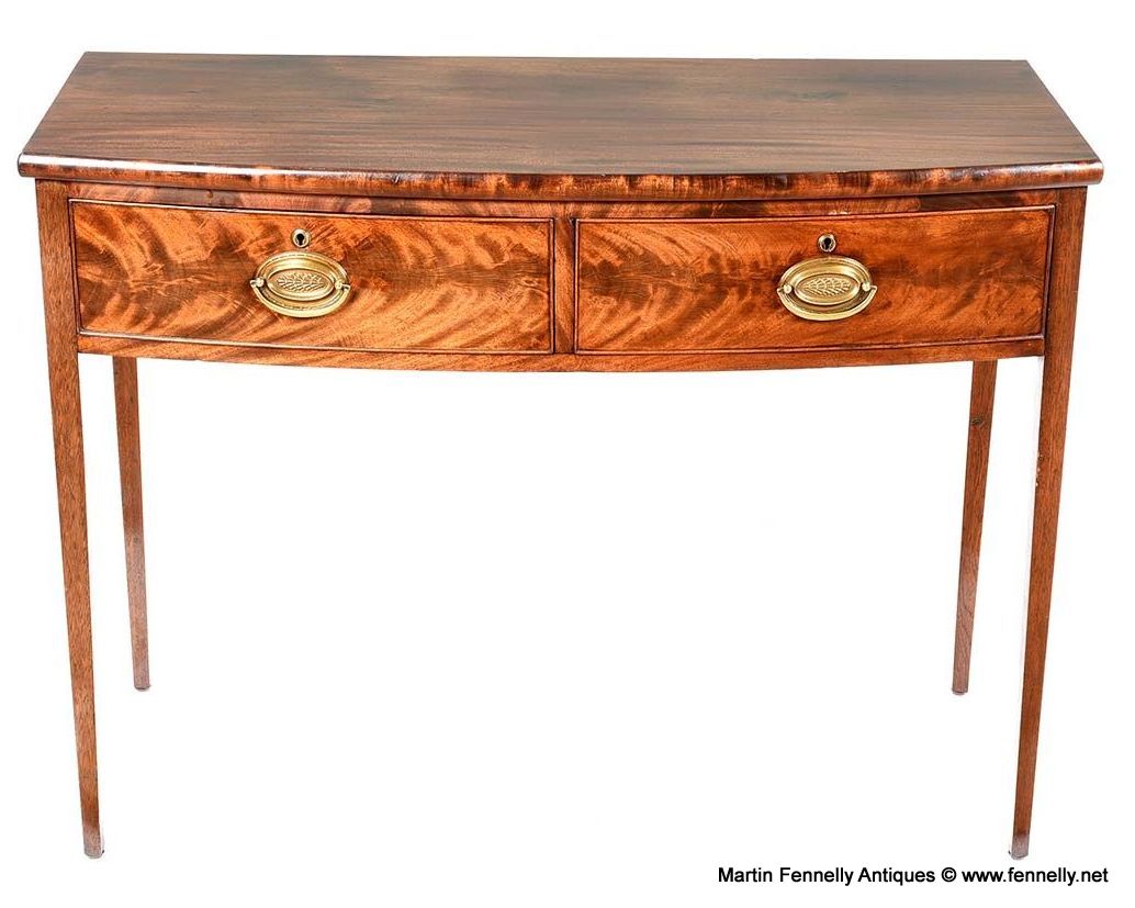 538 Sold Georgian Flaim Grain Mahogany Bow Front Side Cabinet Console Table - Image 2