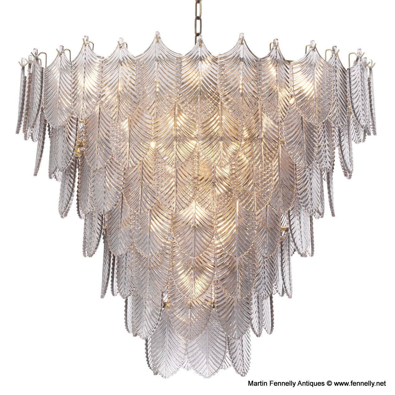 617 Smoked Glass with Brushed Brass Chandelier - Verbier - Large