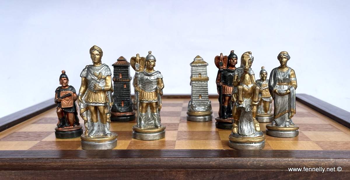 482 Sold Chess Set - Roman Themed - Original Board and Storage - Image 4