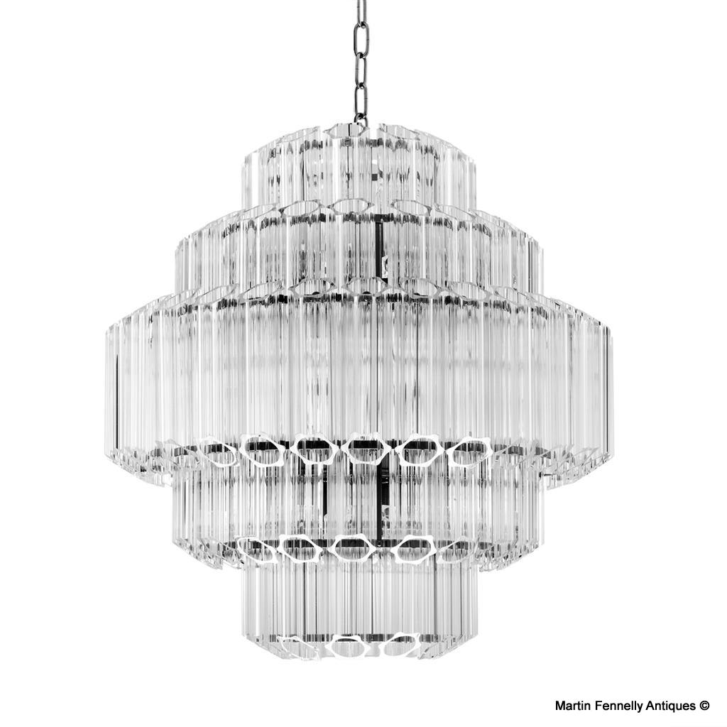 M054 Large Art Deco Design Clear Crystal Chadelier - Vittoria - Eichholtz - Image 3