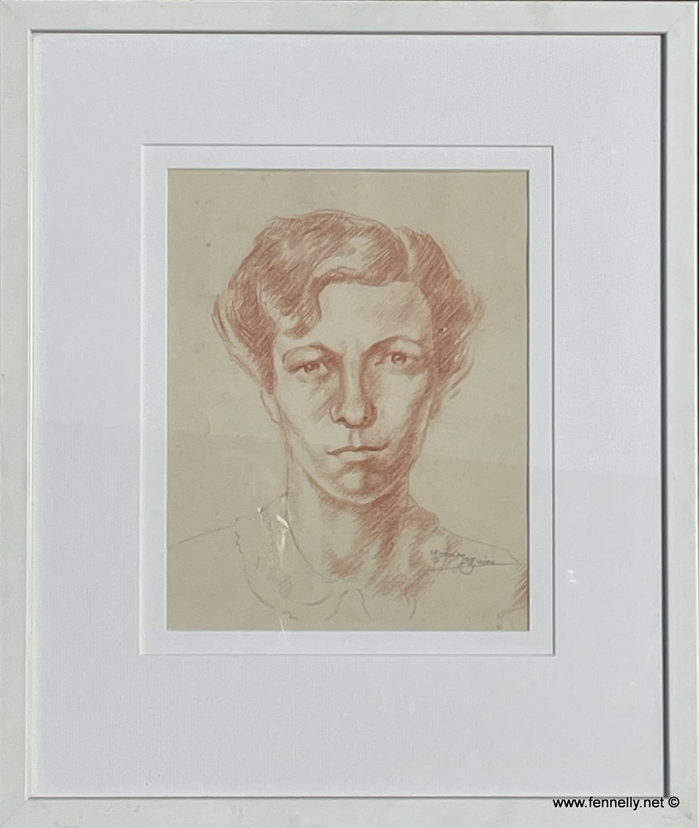 414 Head of a Girl - Sepia Chalk - Myra Maguire - Image 2