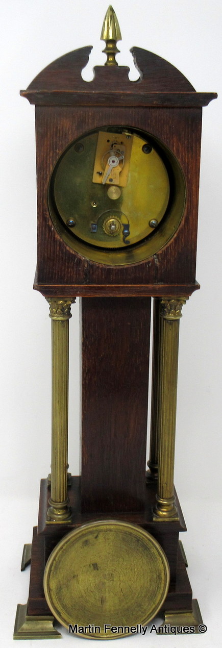 846 Sold Superb Miniature Oak Brass Mounted Longcase Clock late 19thCt - Image 6