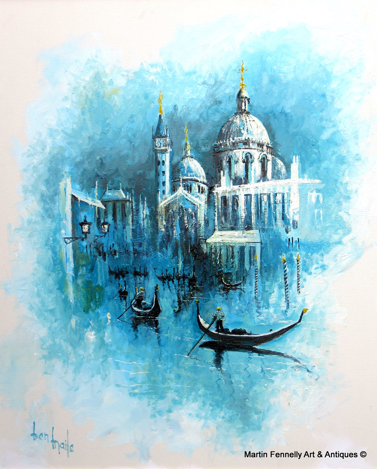 709 Gondolas Venice - Ben Maile 1922-2017 - Oil on Canvas