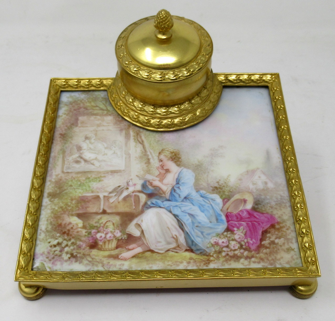 380 Sold Antique French Sevres Ormolu Gilt Bronze Dore Letters Holder Inkwell - Image 7