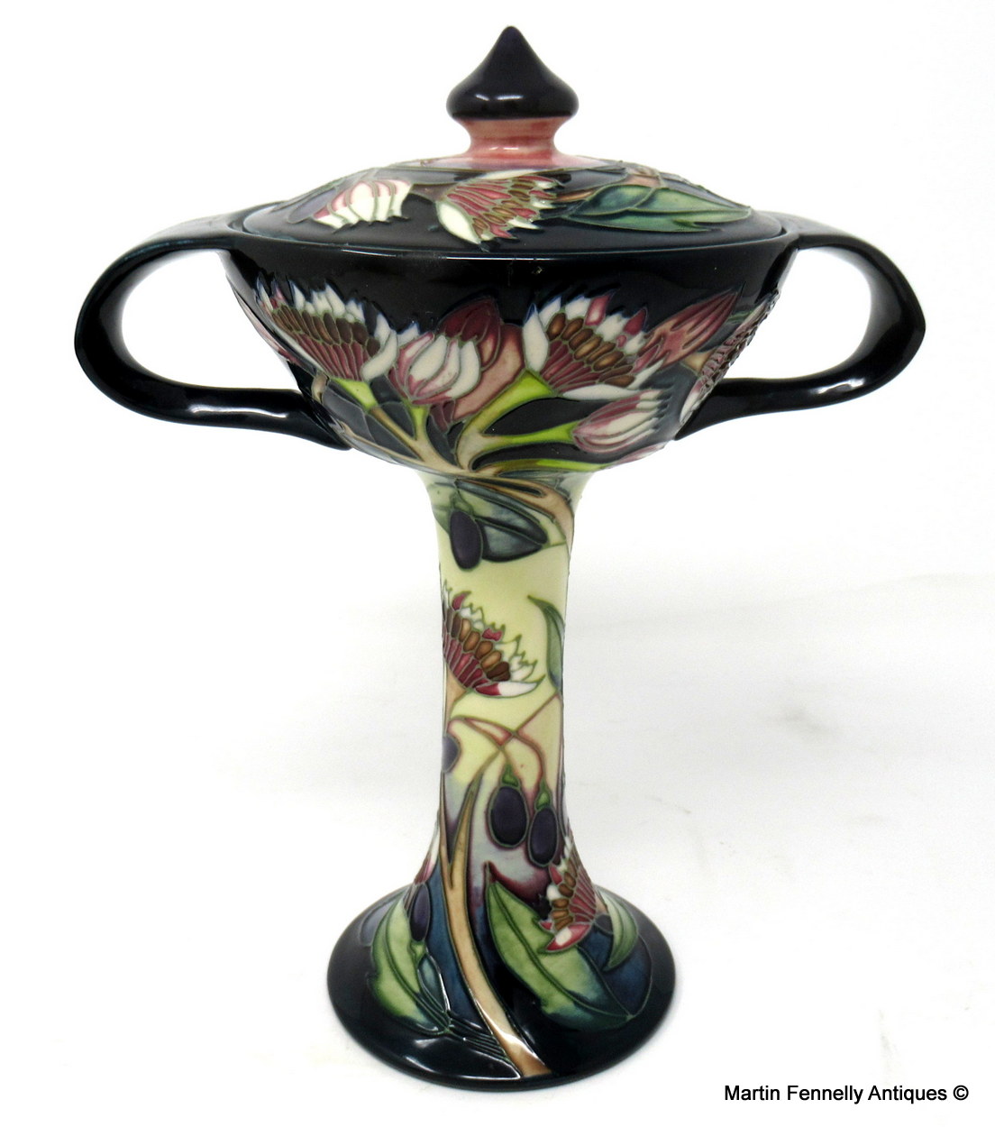 820 Sold Moorcroft Twin Handle Bonbonniere Vase Hand Decorated by Emma Bossons FRSA