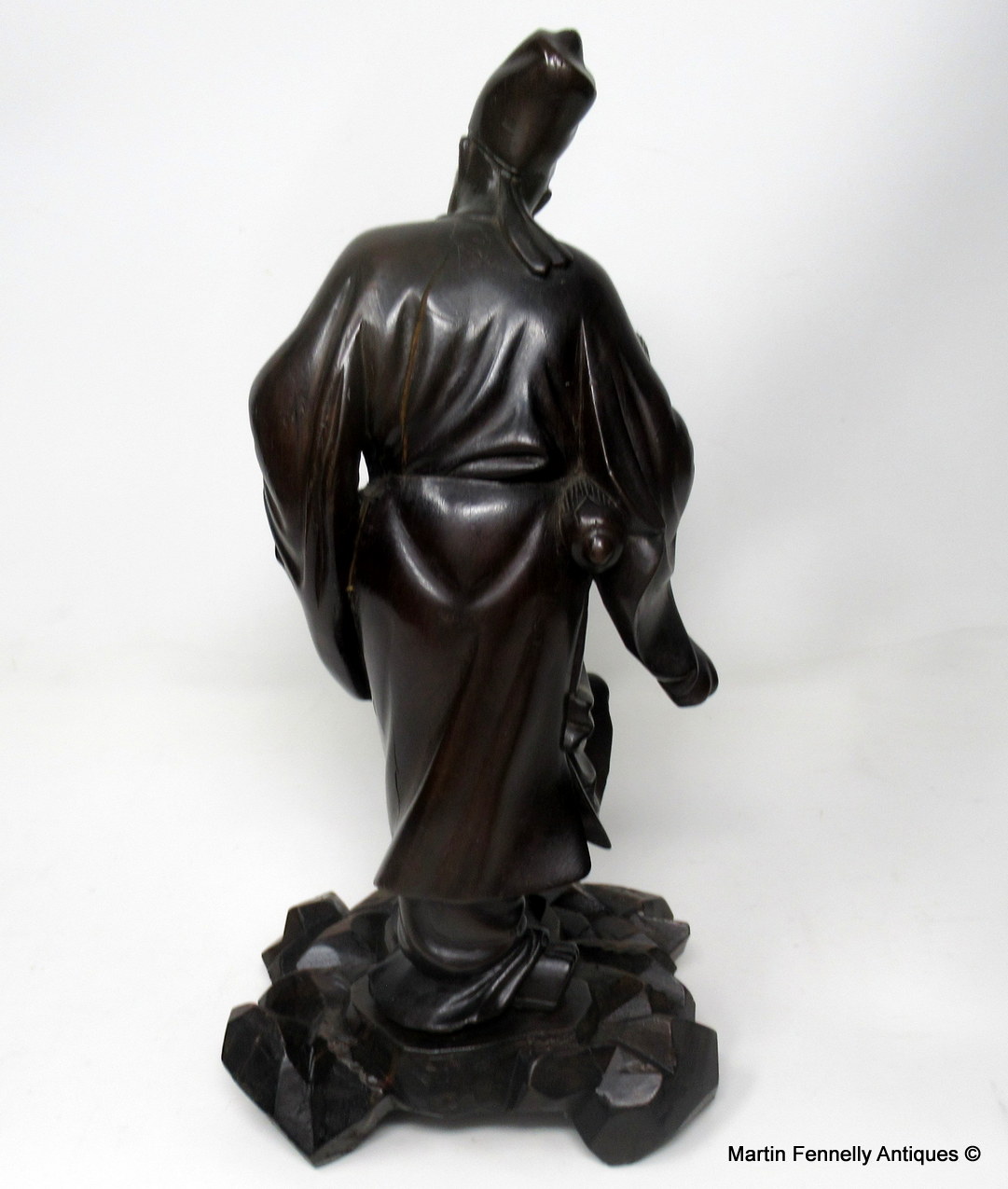 401 Sold Antique Chinese Carved Wood Figure of Sage Immortal Male Guangxu Period 19th Cen - Image 5