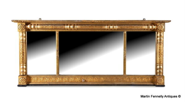 436 Victorian Giltwood Triple Compartmented Overmantel Mirror Circa 1880
