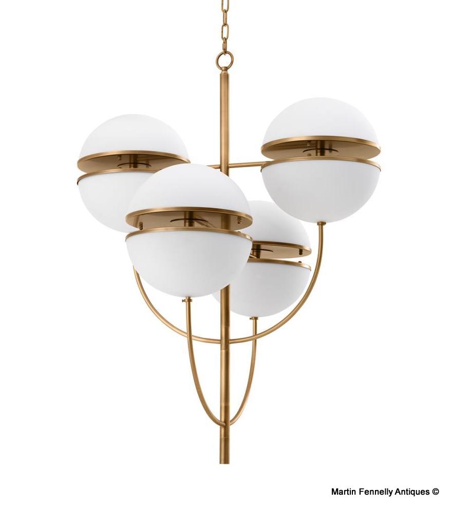 M102 Striking Modern Design Chandelier - Brass and Opaque Shades - Spiridon - Image 2
