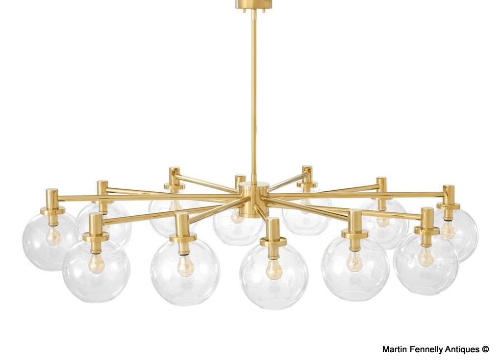 M073 Stunning Large Brass and Clear Shade Chandelier - Image 5