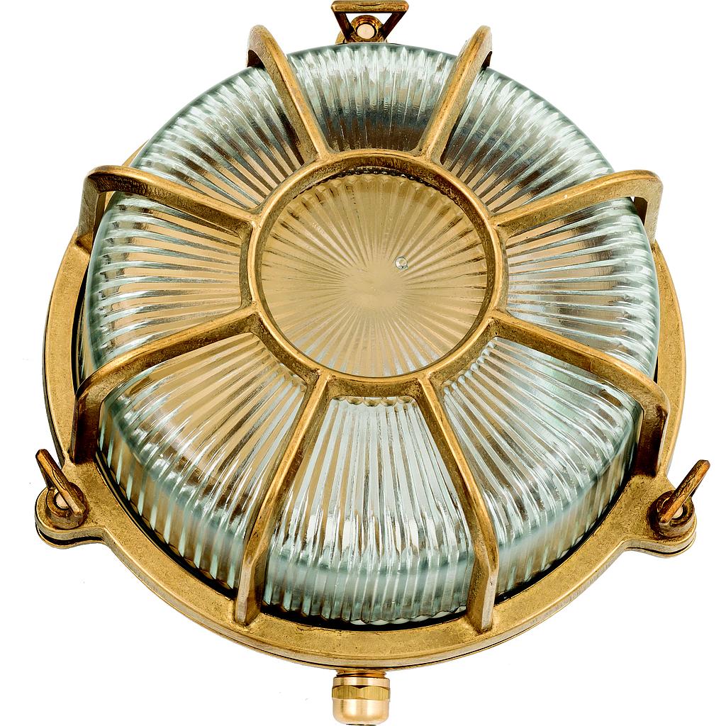 382 Sold Large Radial Porthole Light - External - Brass - Prismatic Diffuser - Image 2