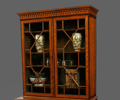 009 Satinwood Mahogany Secretaire Bookcase Chest Drawers Gillows Lancaster Georgian - Image 4