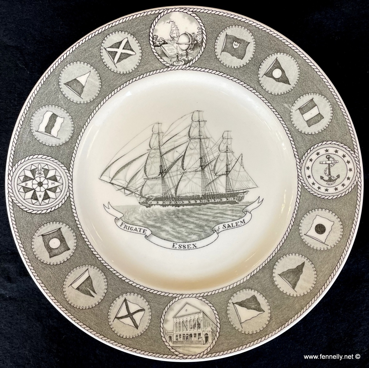 469 Set of 6 Wedgwood Plates - 150th anniversary of the Peabody Essex Museum in Salem - Image 4