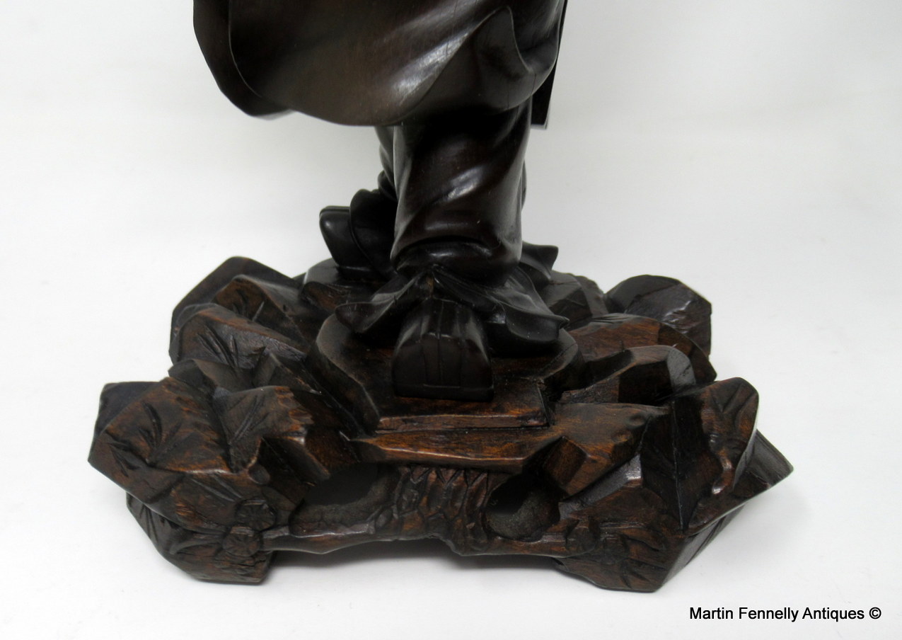 401 Sold Antique Chinese Carved Wood Figure of Sage Immortal Male Guangxu Period 19th Cen - Image 10