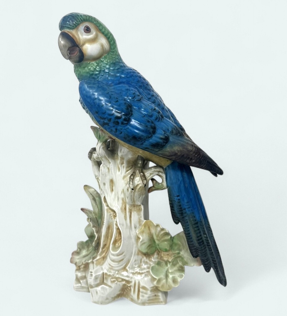 262 Sold Pair Antique German Porcelain Birds Parakeets Cockrels Cockatoos Parrots 19Ct - Image 3